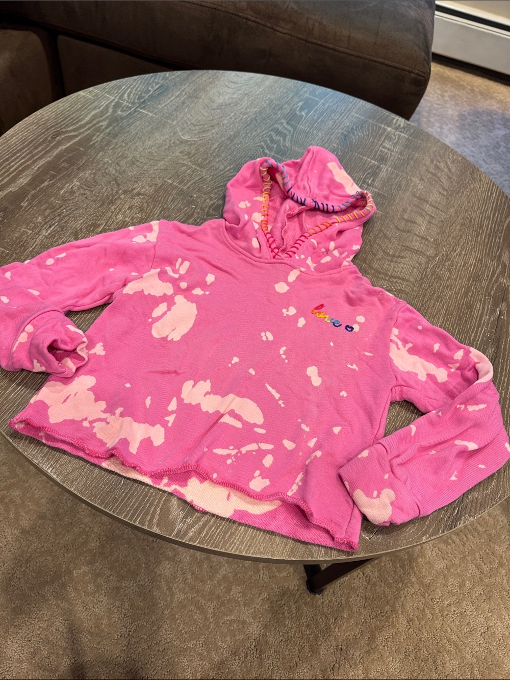 Flowers by Zoe Girls Bright Pink Tie-Dye Hooded Sweatshirt